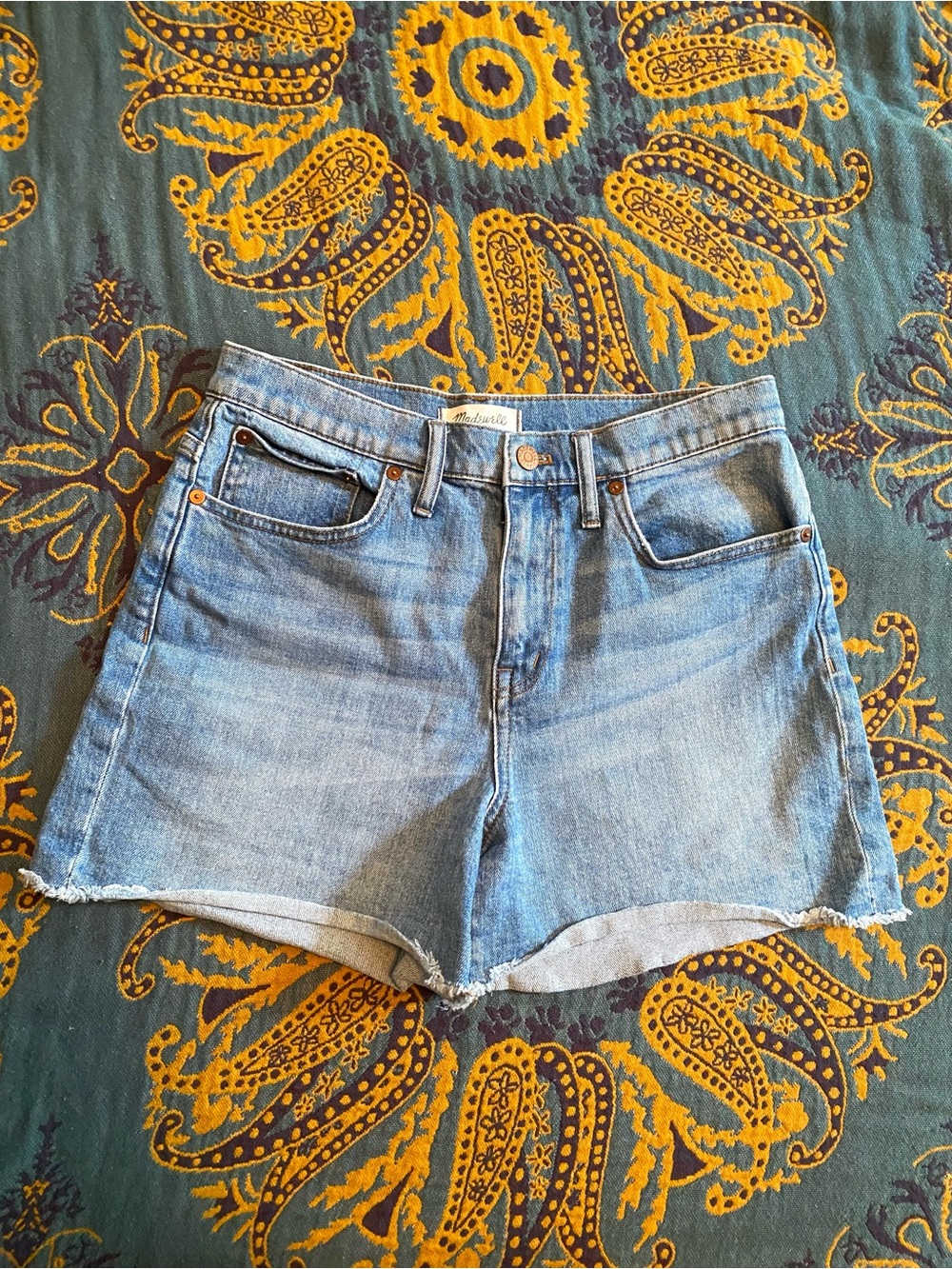 Madewell Light Blue High-Rise Cutoff Denim Shorts